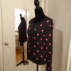 New York & Company Polka Dot Button Up Sweater